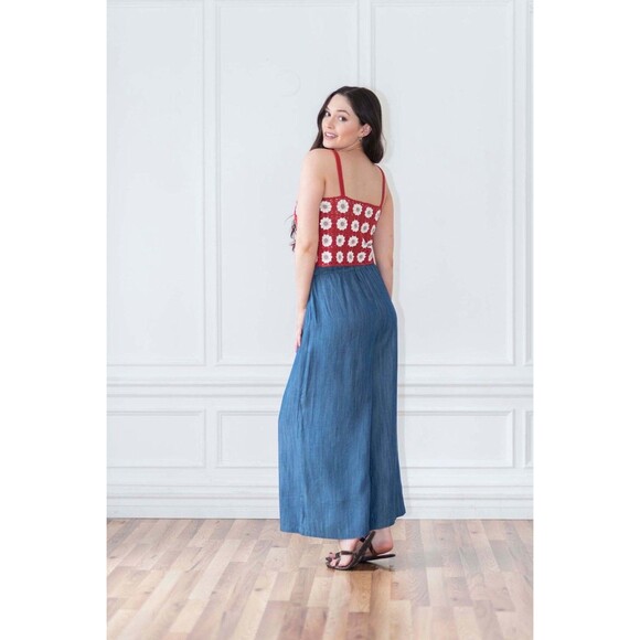 Coco + Jaimeson Women's Crochet Button Front Tank Boho Floral Daisy Size L/XL - Picture 12 of 12